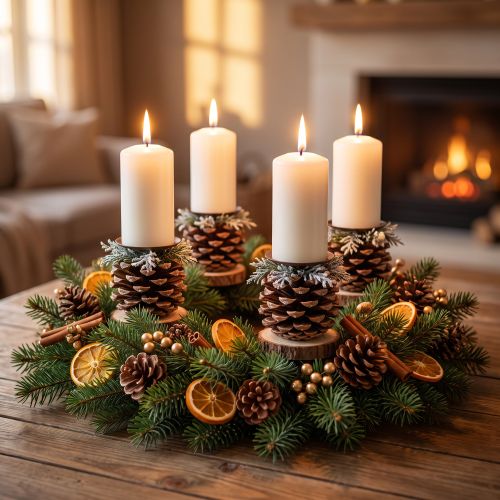 Kerzenhalter Adventskranz Schwarz 4 St