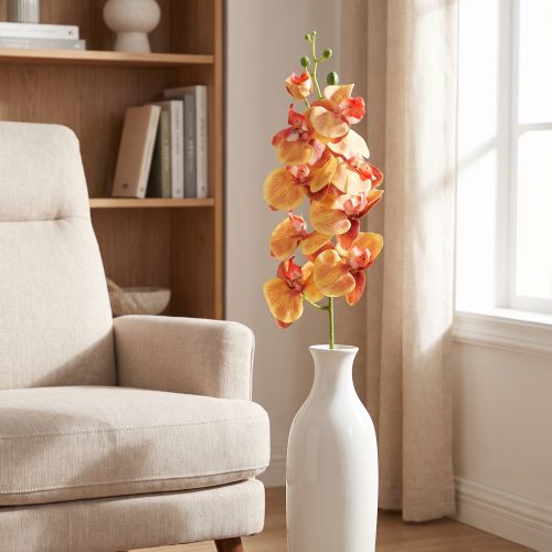 Orchidee Phalaenopsis künstlich 9 Blüten Rot Gelb 96cm | Floristik24.de