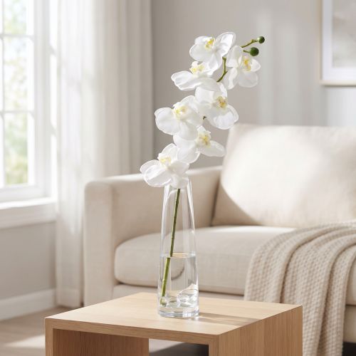 Künstliche Orchidee Kunstblume Weiß Ø6,5-8cm 77cm | Floristik24.de