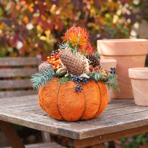Kürbis Pflanztopf Orange/Gelbgrün aus Sisal Ø15cm H9cm | Floristik24.de