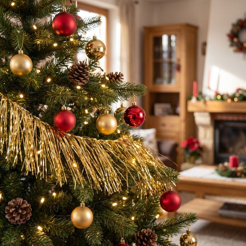 Lametta Gold Hellgold Baumbehang Weihnachten L50cm | Floristik24.de