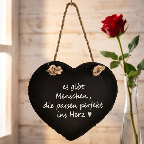 Valentinstag Hängedeko Schieferherz Deko Herz Schwarz B15,5cm | Floristik24.de