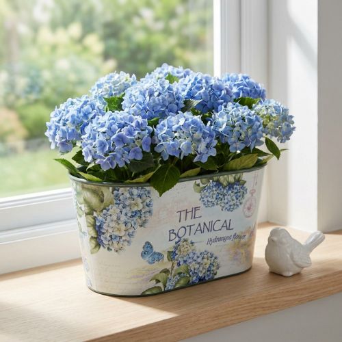 Blumenschale oval Hortensien Kunststoff Schale 21,5×12,5cm H11cm | Floristik24.de