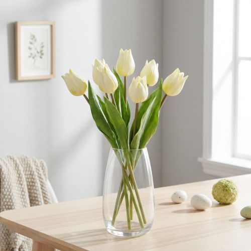 Deko Tulpen künstlich Weiß Creme 20cm 6 St