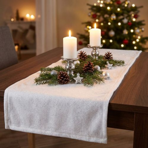Schneedecke Glimmer Schneeteppich mit Silberglitter 120×80cm | Floristik24.de