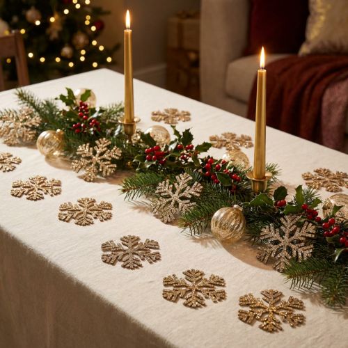 Schneeflocke Gold Weihnachtsdeko Ø4cm 48 St | Floristik24.de