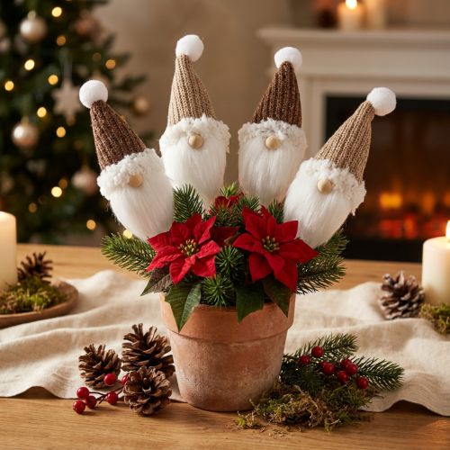 Dekostecker Wichtel Weihnachten Weiß Braun 4x11cm 4 St | Floristik24.de