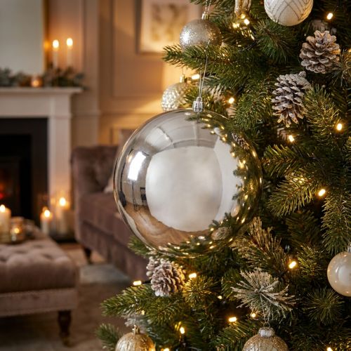 Weihnachtskugel Plastik mittel Ø20cm Silber | Floristik24.de