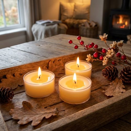 Teelichter Pure Nature Lights Brenndauer 10 Stunden Kerzen Rapswachs 8 St | Floristik24.de
