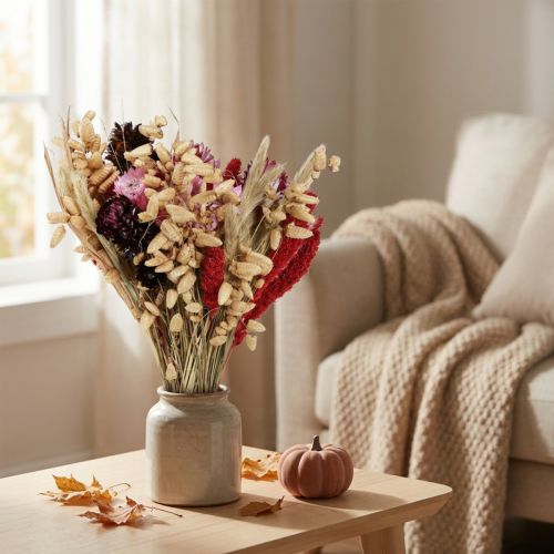 Wildblumenstrauß Trockenblumen in Natur Pink L30cm | Floristik24.de
