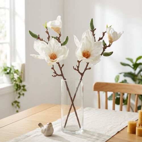 Magnolie Weiß Kunstblume Knospen Deko Zweig H40cm 2St | Floristik24.de