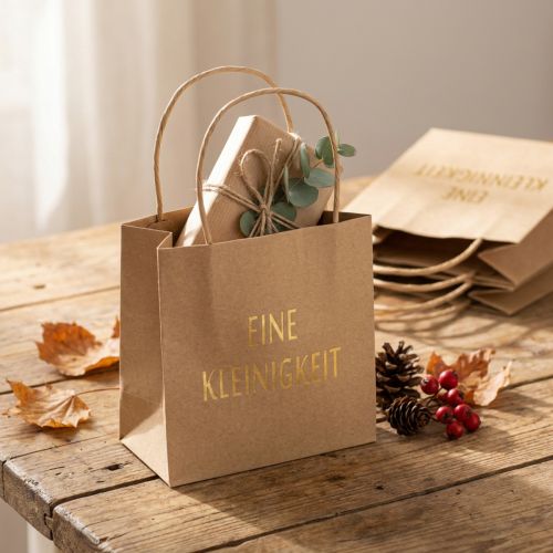 Geschenktüten „Eine Kleinigkeit“ Beige Papiertüten 16x8cm 6 St | Floristik24.de