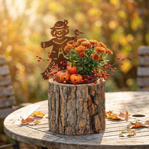 Blumentopf Holz Übertopf Vogelscheuche Rost H24,5cm | Floristik24.de