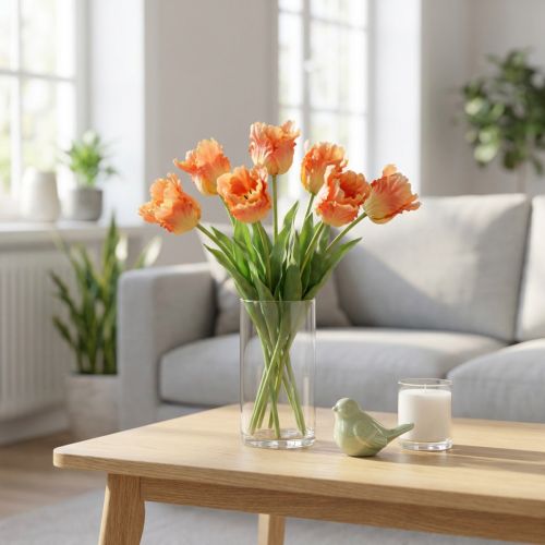 Kunstblume, Papagei Tulpe Orange, Frühlingsblume 63cm | Floristik24.de