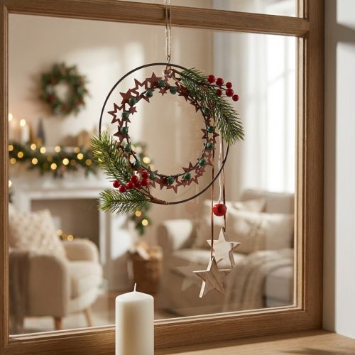 Hängedeko Weihnachten Dekoring Metall Holz Vintage Ø19cm | Floristik24.de