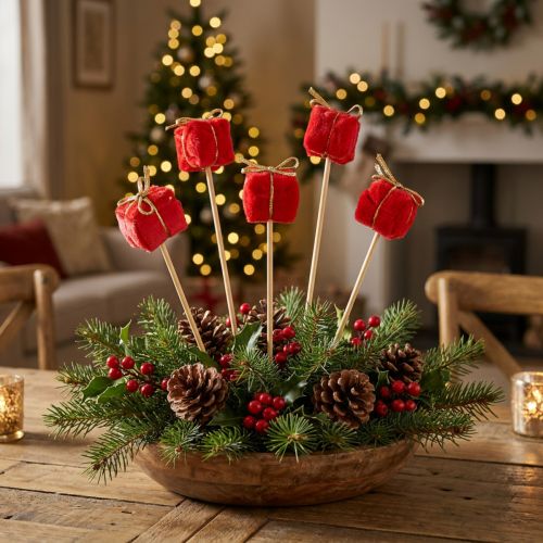 Blumenstecker Weihnachten Päckchen Deko Rot 2,5cm 15 St | Floristik24.de