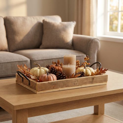 Holztablett mit Griffen 35×22,5cm Natur Schwarz