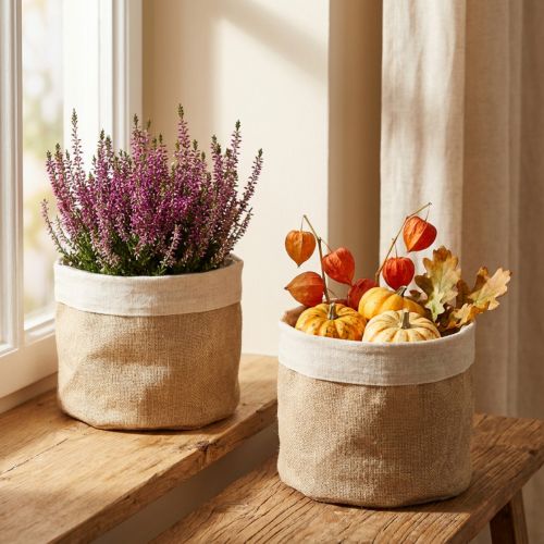 Übertopf Jute Stoffkörbchen Utensilo Natur Ø21cm H19cm 3St | Floristik24.de