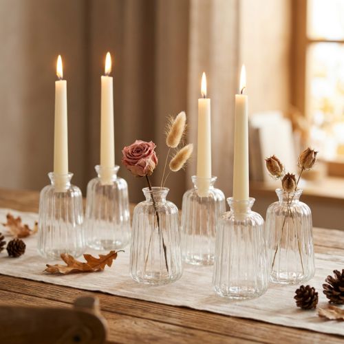 Dekoflaschen Kerzenständer Mini Vasen Glas H11cm 6 St | Floristik24.de