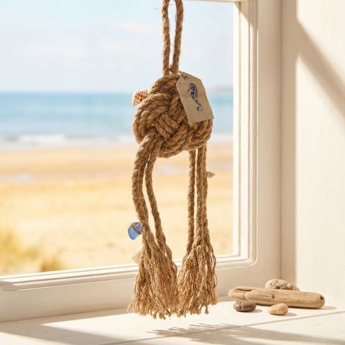 Hängedeko Maritim Seilknoten Deko mit Muscheln Ø9cm 45cm | Floristik24.de