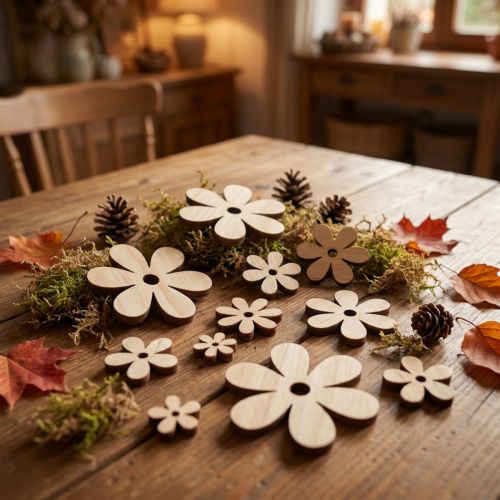 Streudeko Holz Blumen Natur Braun Tischdeko Ø2-6cm 20 St | Floristik24.de