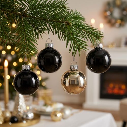 Artikel Mini Christbaumkugeln Glas Kugeln Schwarz 30mm 9St