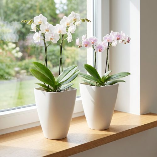 Orchideentopf Weiß Kunststoff H16,5cm 2St