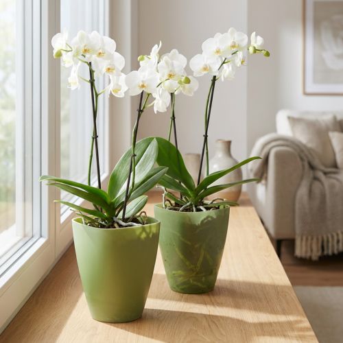 Orchideentopf Kunststoff Grün H16,5cm 2er Set