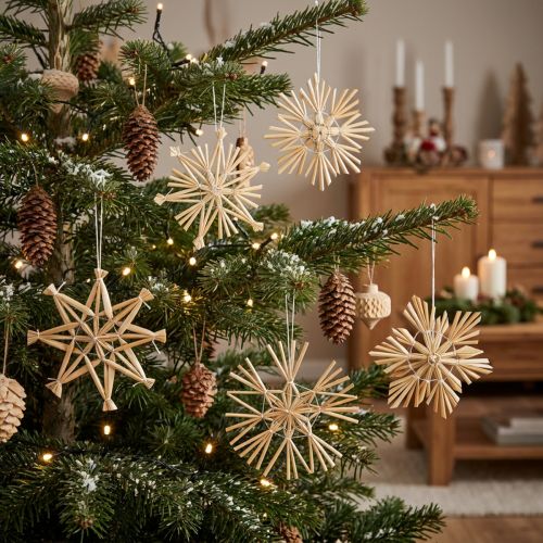 Weihnachten Strohsterne Weihnachtsbaumschmuck 8cm 12 St | Floristik24.de