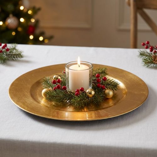 Plastikteller Ø33cm Gold mit Blattgold-Effekt | Floristik24.de