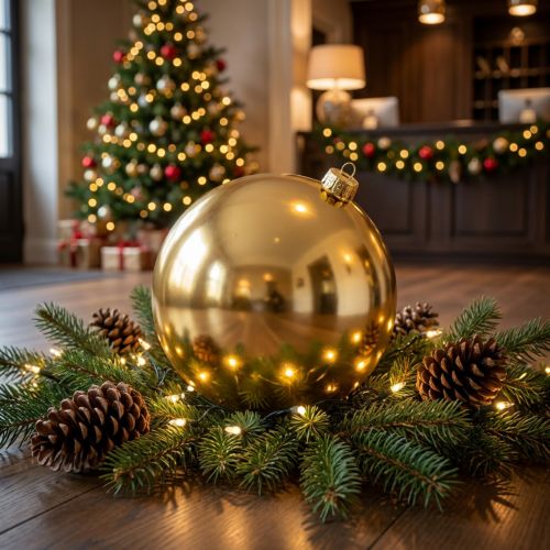 Weihnachtskugel Plastik groß Gold Ø25cm | Floristik24.de