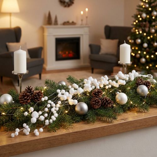 Schneeballgirlande L75cm weiß | Floristik24.de