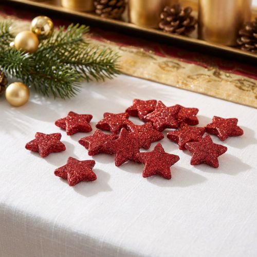 Streudeko Sterne Rot 2,5cm Glimmer 96 St | Floristik24.de