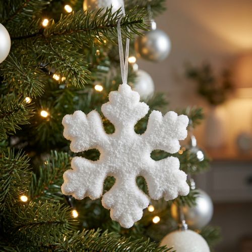 Christbaumschmuck Schneeflocke Weiß 15cm Weihnachten