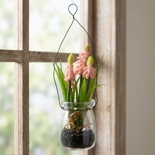 Traubenhyazinthe künstlich Rosa im Glas 16cm | Floristik24.de