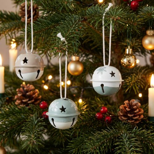 Artikel Metallglocken Weihnachtsglocken Mint Beige Ø3cm 16St