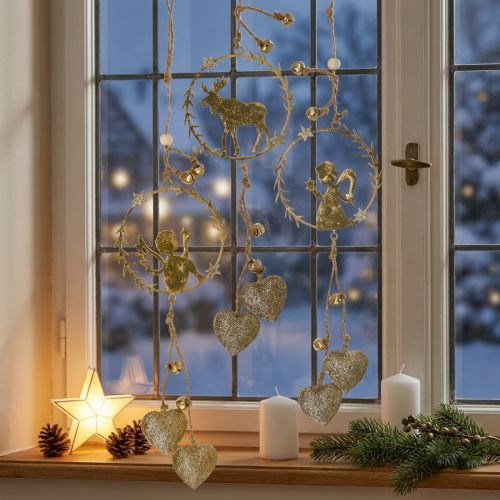 Dekohänger Fenster, Metallkranz Advent, Engel, Rentier Ø9cm 3er-Set | Floristik24.de