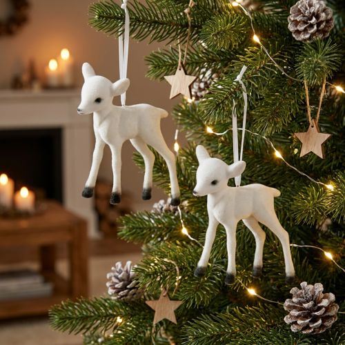 Weihnachtsdeko Rentier Weiß Schwarz 2 St Aufhänger