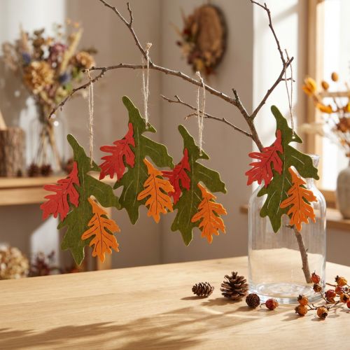 Herbst Deko Anhänger Holz Eichenblatt 17cm 6St
