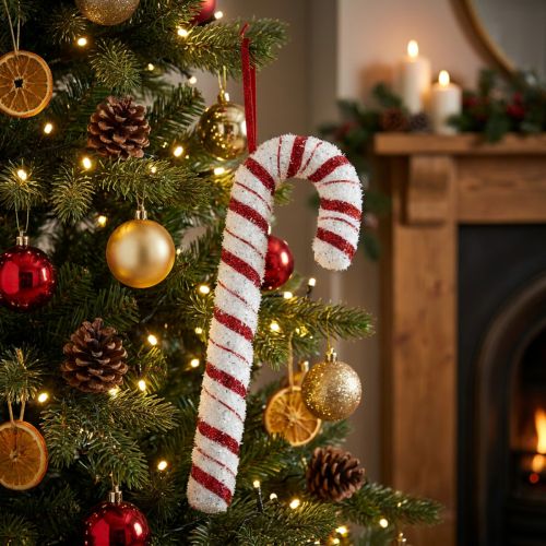 Deko Zuckerstange Weihnachten Rot Weiß Gestreift H34cm | Floristik24.de