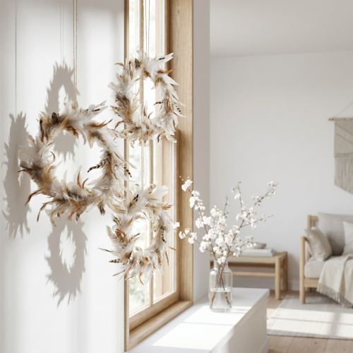 Federkranz Deko Federn Natur Fensterdeko Ø20cm 3St | Floristik24.de