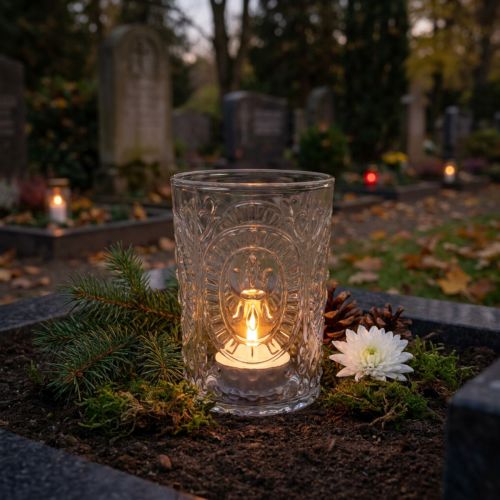 Windlicht Glas Teelichthalter Ø7,5cm H10cm