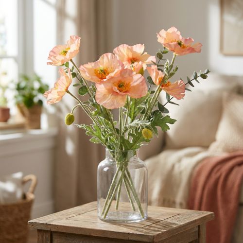 Kunstblumen Künstliche Mohnblume Deko 35cm Bund 3 St | Floristik24.de