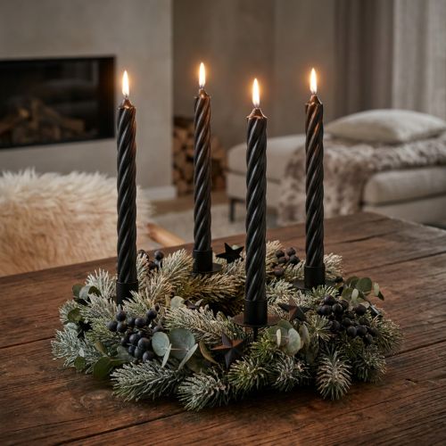 Rustic Kerzen Stabkerzen durchgefärbt Schwarz 250/28mm 4 St | Floristik24.de