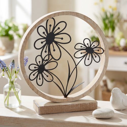 Metallblumen Tischdeko Holz Metall Frühlingsdeko H19cm | Floristik24.de