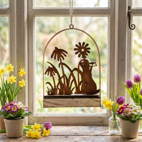 Osterdeko Rost Hasen Deko Hängedeko Metall 20×5×29,5cm | Floristik24.de
