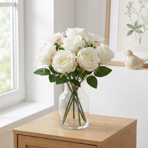 Künstliche Rosen im Bund Weiß 30cm 8 St | Floristik24.de