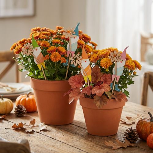 Zwerg Deko mit Blume Blumenstecker Holz 4×10,5cm 12St | Floristik24.de