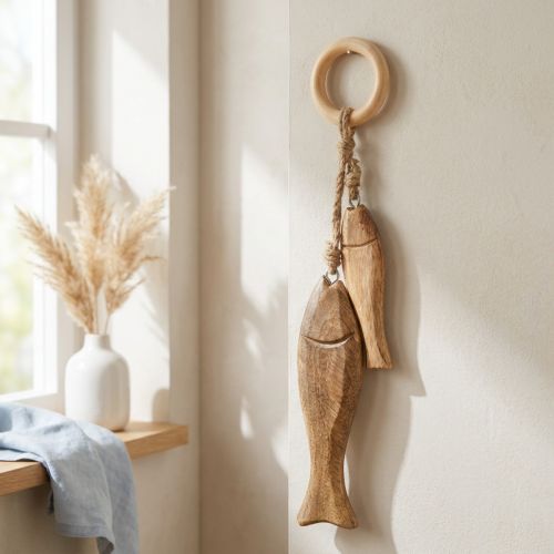 Fische aus Mangoholz Holzfisch zum Hängen Natur 10/15cm | Floristik24.de