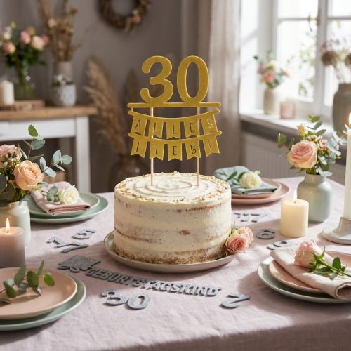 Artikel Tischdeko Geburtstag Kuchentopper Streudeko aus Filz Grün Grau 2St